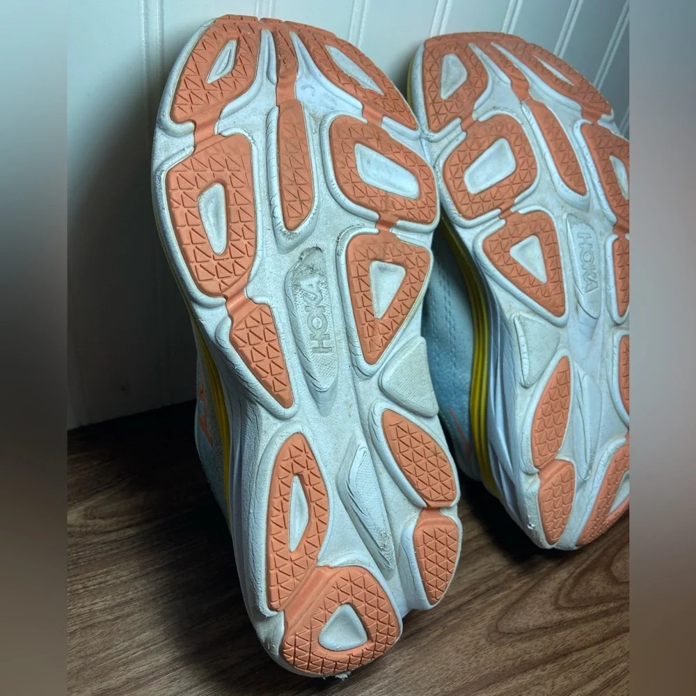 Hoka Bondi 8 Sneakers Blue Orange Yellow Low Top Lace Up Women’s 8.5 - Picture 14 of 14